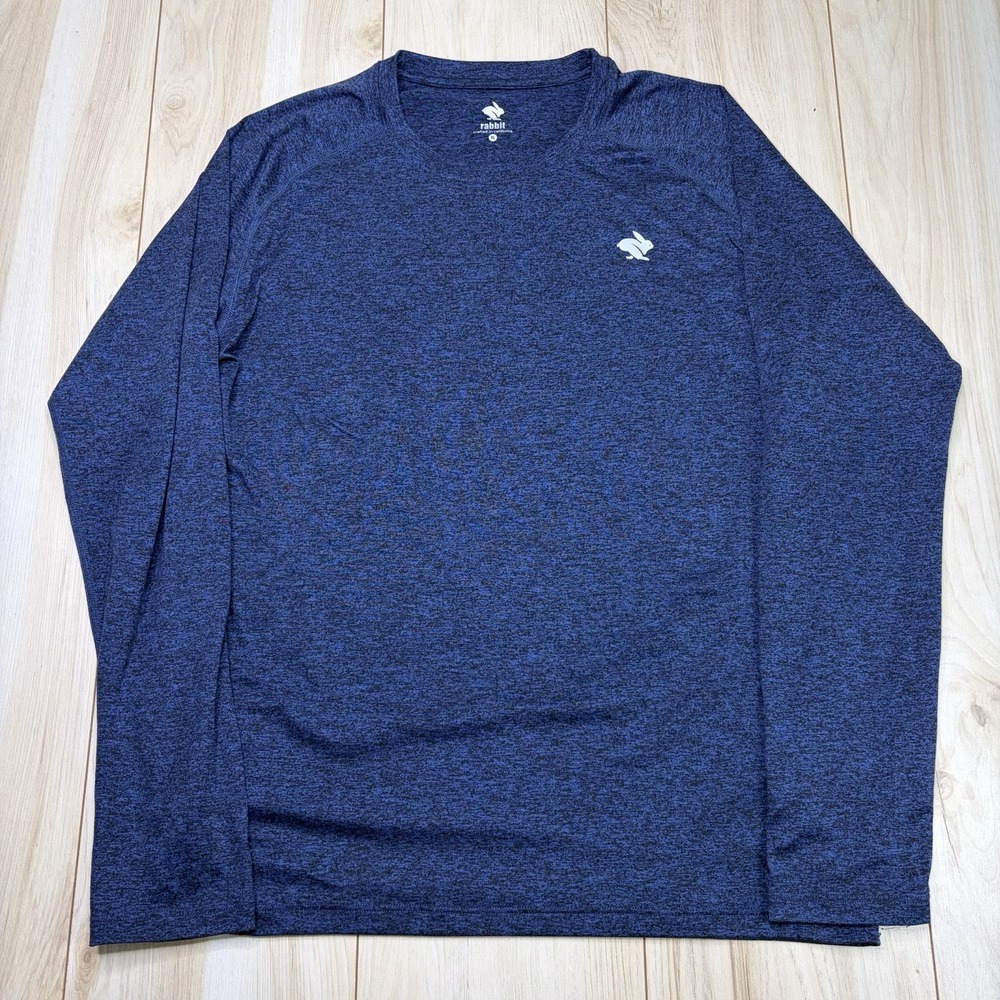 Rabbit Running Tee Shirt Long Sleeve Mens XL Blue Heather Performance Athleisure - Picture 2 of 7